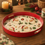 Christmas Santa Claus Serving Tray – Red Rim Holiday Platter - MintiHome