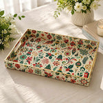 Christmas Poinsettia & Tree Plastic Tray – Patchwork Serving Platter - MintiHome