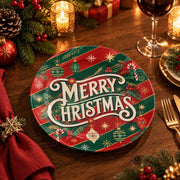 Christmas Decorative Charger Plate – Striped Merry Christmas - MintiHome