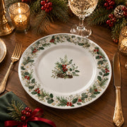 Christmas Plastic Plate – Watercolor Pinecone Botanical Wreath - MintiHome