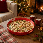 Christmas Gingerbread Baking Serving Tray – Red Rim Holiday Platter - MintiHome