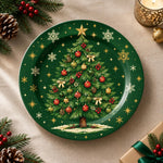 Christmas Decorative Charger Plate – Green Star Tree full-print plastic serving tray shown in a product view.