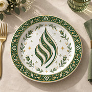 Ramadan Decorative Charger Plate – Iznik Flame Medallion full-print plastic serving tray shown in a product view.