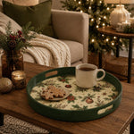 Green Holly Ornament Christmas Plastic Serving Tray - MintiHome