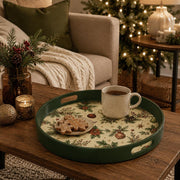 Green Holly Ornament Christmas Plastic Serving Tray - MintiHome