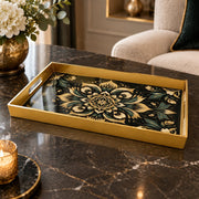 Ramadan & Eid al-Fitr Plastic Serving Tray – Noir Lotus Mandala - MintiHome