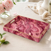 Daily Decorative Plastic Serving Tray – Pink Burgundy Marble - MintiHome
