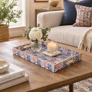 Daily Decorative Plastic Serving Tray – Americana Quilt Patchwork full-print plastic serving tray shown in a styled room scene.