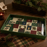 Christmas Patchwork Plastic Serving Tray – Tree Reindeer Plaid - MintiHome