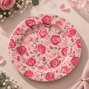 Valentine's Day Decorative Charger Plate – Blush Rose Bouquet full-print plastic serving tray shown in a product view.