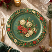 Green Noel Christmas Charger Plate – Ornaments & Poinsettia - MintiHome