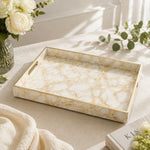 New Year Marble Plastic Tray – White and Gold Veined - MintiHome