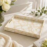 New Year Marble Plastic Tray – White and Gold Veined - MintiHome