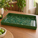 Ramadan & Eid al-Fitr Plastic Serving Tray – Gilded Leaf Trail plastic serving tray shown in a rectangular product view.