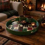 Christmas Patchwork Plastic Serving Tray – Tree Reindeer Plaid - MintiHome