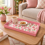 Valentine's Day Plastic Serving Tray – Checkerboard Tulip - MintiHome