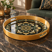 Ramadan & Eid al-Fitr Plastic Serving Tray – Noir Lotus Mandala - MintiHome