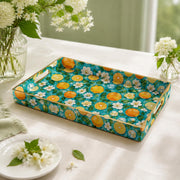 Orange Blossom Serving Tray - Turquoise Citrus Decor - MintiHome