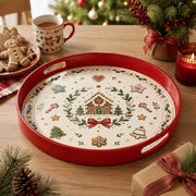 Christmas Gingerbread Serving Tray - Wreath Candy Canes - MintiHome