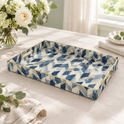 Daily Decorative Plastic Serving Tray – Indigo Brush Chevron full-print plastic serving tray shown in a product view.