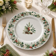 Christmas Plastic Plate – Watercolor Pinecone Botanical Wreath - MintiHome