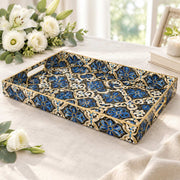 Ramadan Decorative Plastic Serving Tray – Arabesque Scroll Damask full-print plastic serving tray shown in a product view.