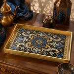 Ramadan & Eid al-Fitr Plastic Serving Tray – Nocturne Arabesque plastic serving tray shown in a rectangular product view.