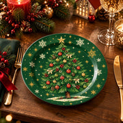 Christmas Decorative Charger Plate – Green Star Tree full-print plastic serving tray shown in a styled room scene.
