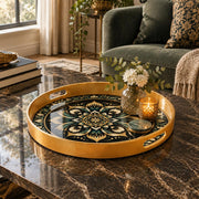 Ramadan & Eid al-Fitr Plastic Serving Tray – Noir Lotus Mandala - MintiHome