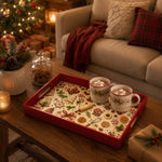 Christmas Gingerbread Baking Serving Tray – Red Rim Holiday Platter - MintiHome
