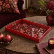 Burgundy Folk Floral Plastic Serving Tray – Red Bloom - MintiHome
