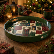 Christmas Patchwork Plastic Serving Tray – Tree Reindeer Plaid - MintiHome