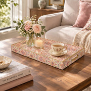 Daily Decorative Plastic Serving Tray – Blush Coral Damask Tile - MintiHome