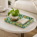Orange Blossom Serving Tray - Turquoise Citrus Decor - MintiHome