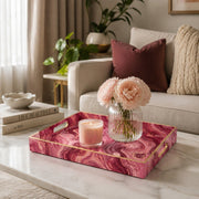 Daily Decorative Plastic Serving Tray – Pink Burgundy Marble - MintiHome