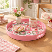 Valentine's Day Plastic Serving Tray – Checkerboard Tulip - MintiHome