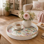 Vintage Pink Peony Blue Rose Wedding Plastic Serving Tray Rectangular - MintiHome