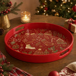 Red Christmas Serving Tray – Mittens Stockings Sled Ornaments - MintiHome