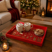 Red Christmas Serving Tray – Mittens Stockings Sled Ornaments - MintiHome