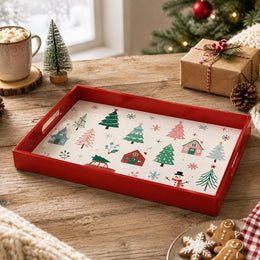 Christmas Whimsical Trees Serving Tray - Playful Pattern - MintiHome