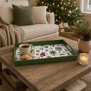 Green Christmas Ornament Bow Plastic Serving Tray with Mitten - MintiHome