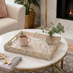 Daily Decorative Plastic Serving Tray – Pink Green Grey Marble - MintiHome