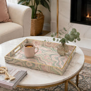 Daily Decorative Plastic Serving Tray – Pink Green Grey Marble - MintiHome