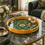 Ramadan & Eid al-Fitr Plastic Serving Tray – Emerald Lotus Bloom - MintiHome