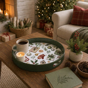 Green Christmas Ornament Bow Plastic Serving Tray with Mitten - MintiHome