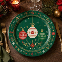 Green Hanging Ornaments Christmas Charger Plate – Snowflake - MintiHome