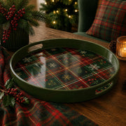 Christmas Plaid Plastic Serving Tray – Holly Snowflake Holiday - MintiHome