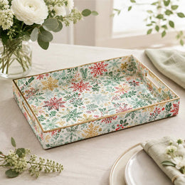 Christmas Star & Botanical Plastic Tray – Snowflake Serving Platter - MintiHome