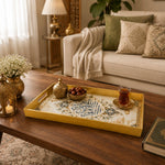 Ramadan & Eid al-Fitr Plastic Serving Tray – Calligraphy Lanterns plastic serving tray shown in a rectangular styled scene.