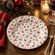 Valentine's Day Decorative Charger Plate – Heart Berry Sprig full-print plastic serving tray shown in a styled room scene.